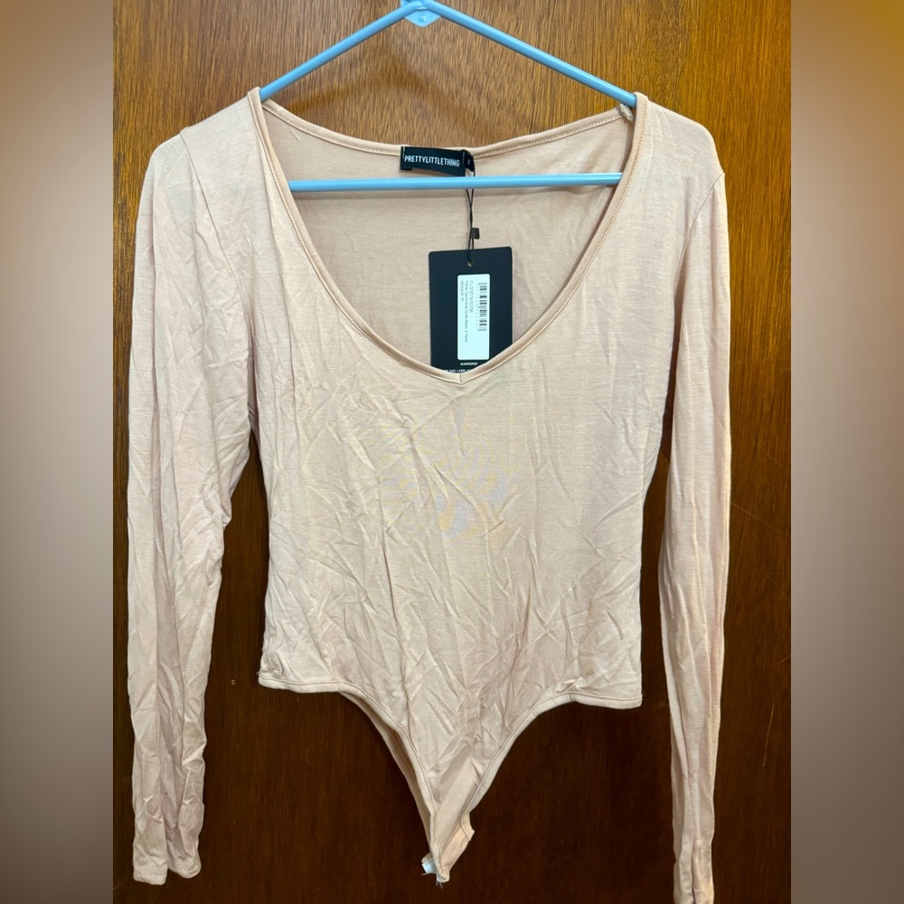 Plt nude long sleeve body suit
